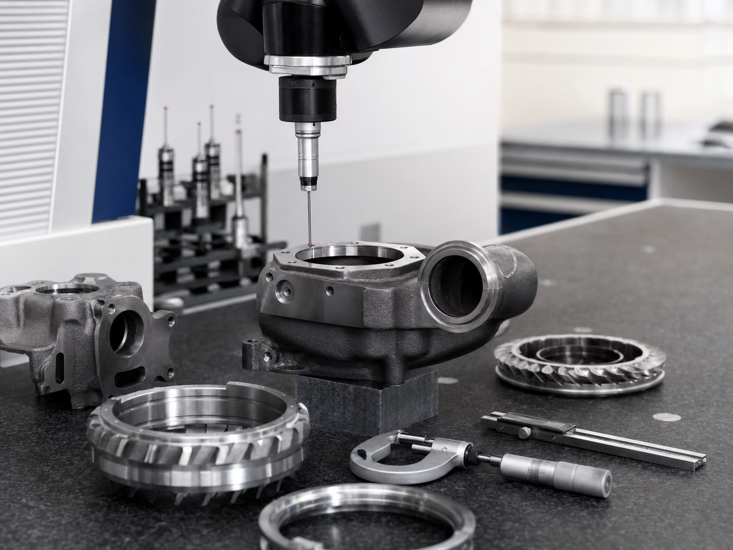 CMM dimensional inspection of cast and CNC machined turbocharger related components