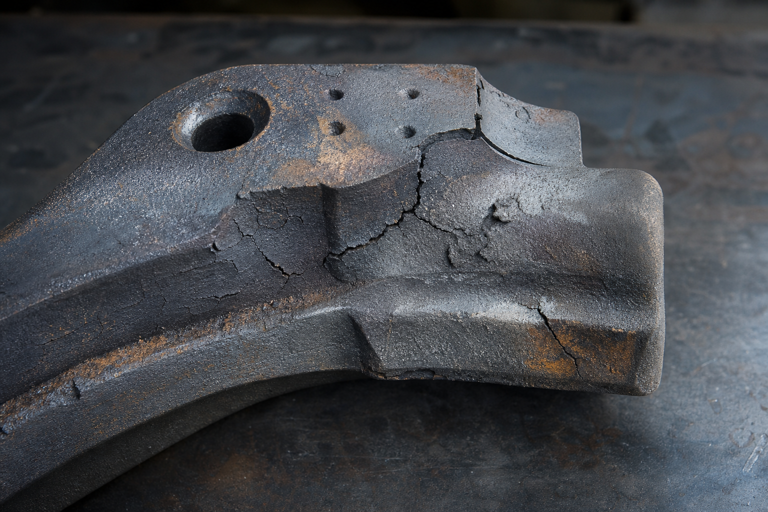 Thermal fatigue cracking in a failed heat resistant casting
