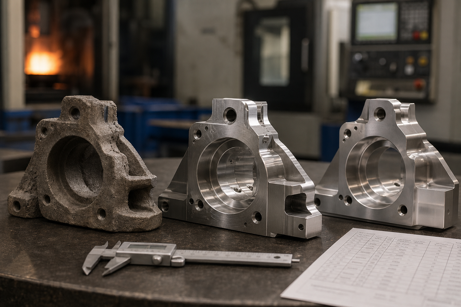Casting and machining routes evaluated for sample production