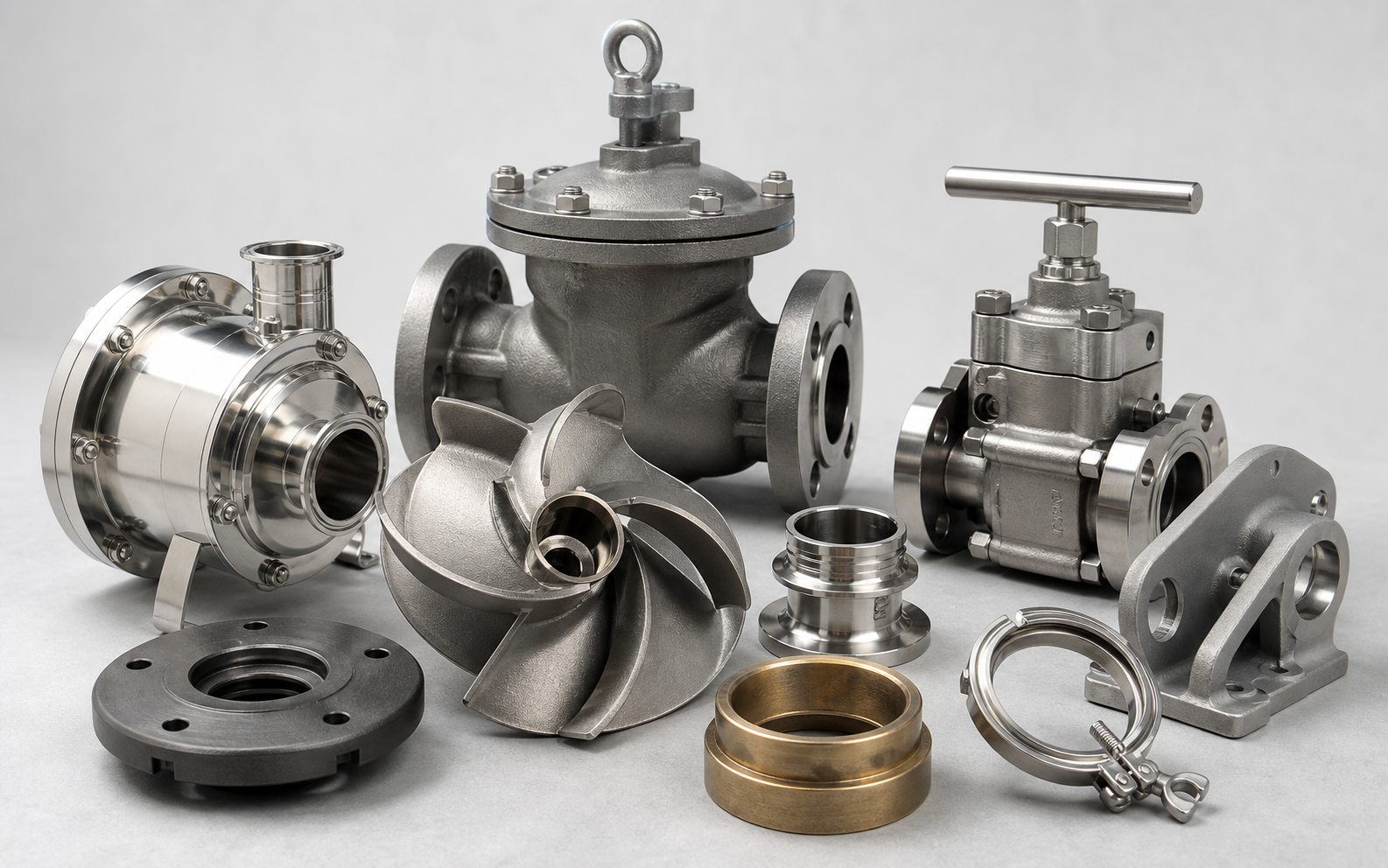 Pump and valve components for industrial and fluid equipment applications