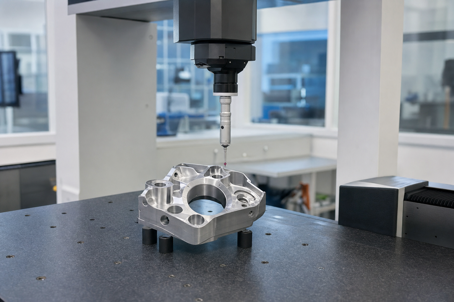 CMM dimensional inspection of machined metal component