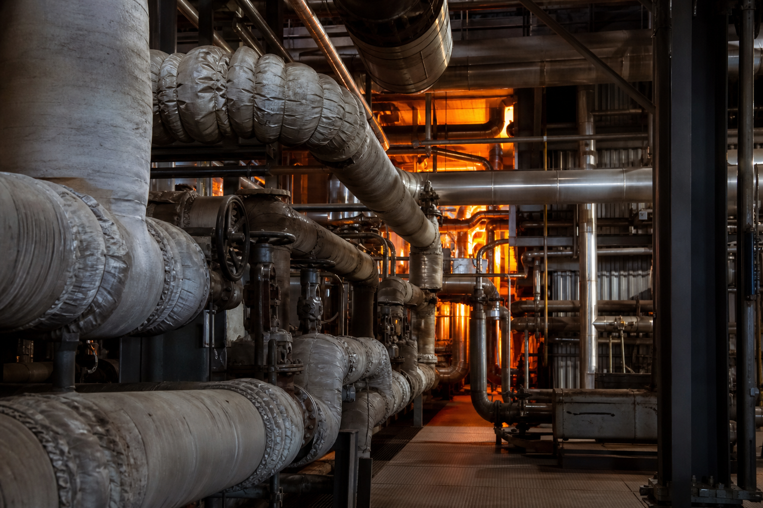 High temperature piping in a chemical plant