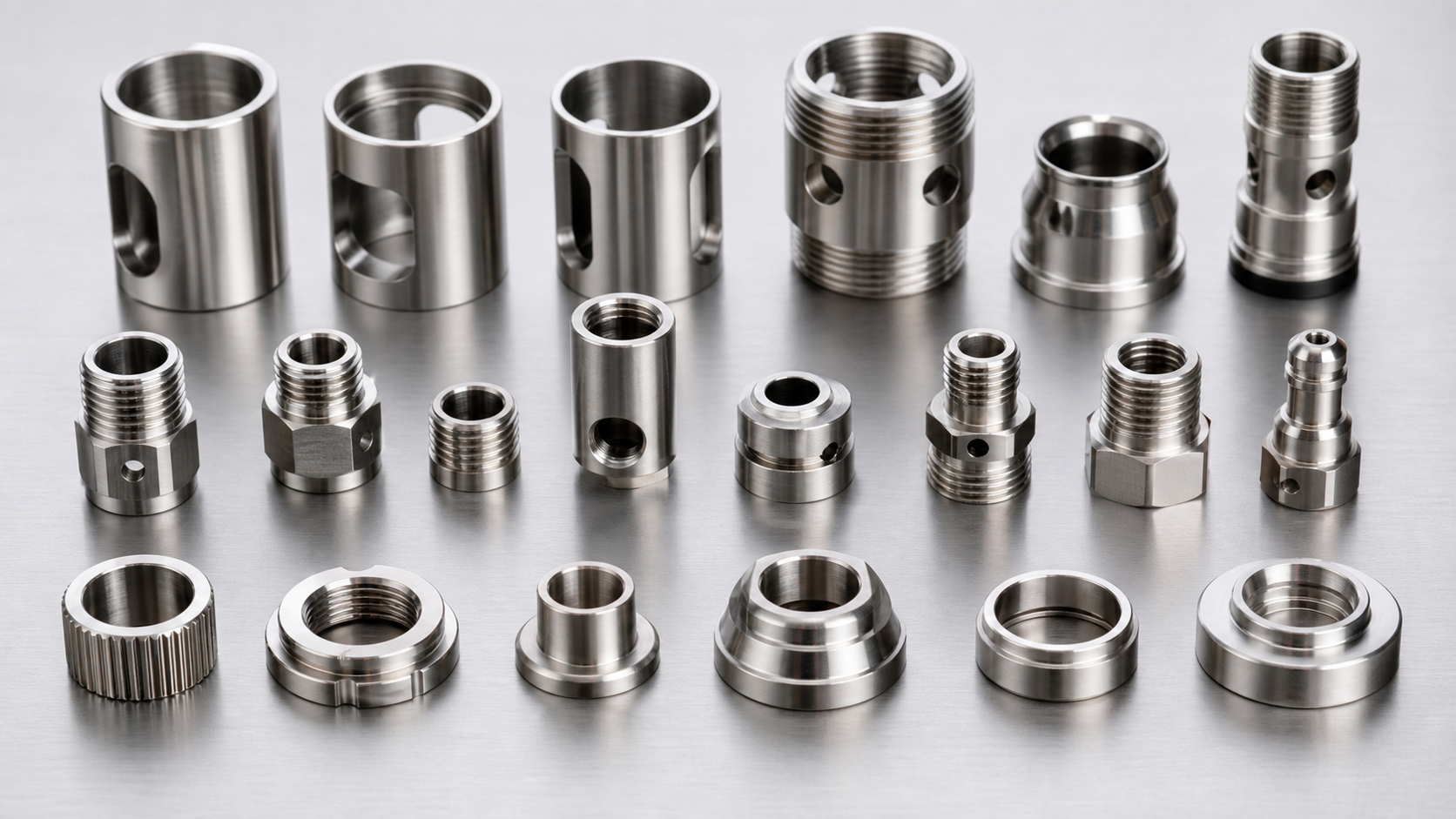 Food-grade stainless steel components installed in clean food processing machinery piping and valve assemblies