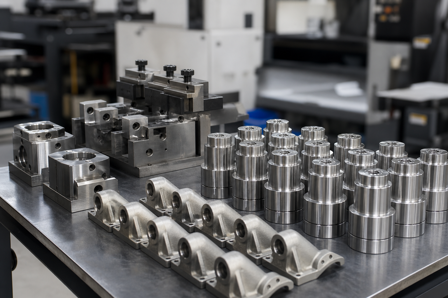 Batch production of machined and cast metal components
