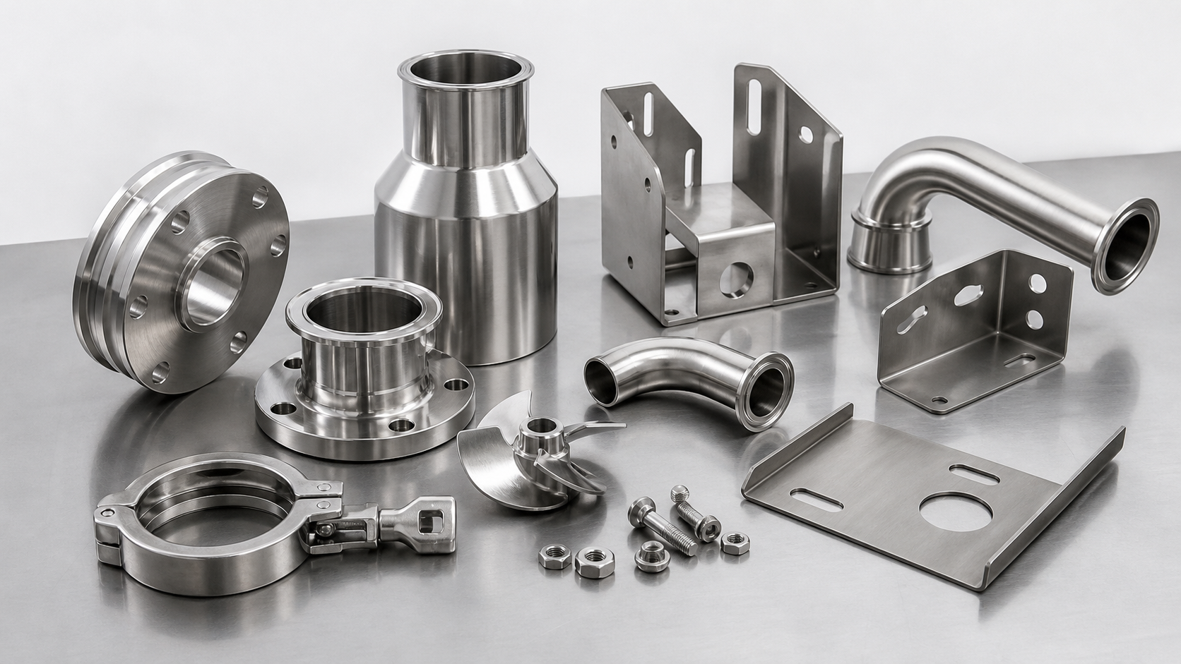 Precision casting food equipment parts with cast blanks and finished machined stainless steel components