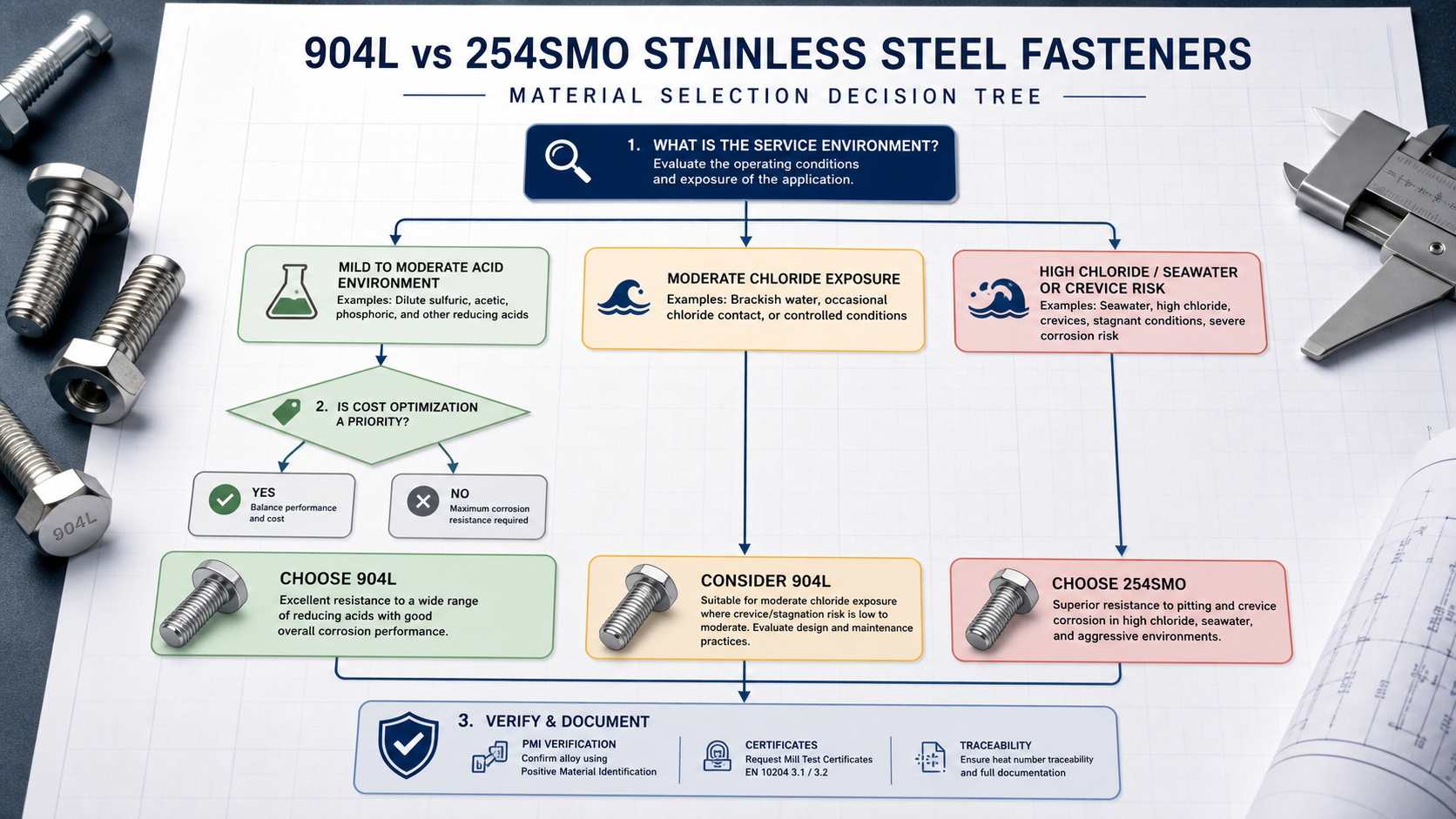 Materialauswahl-Flussdiagramm 904L vs 254SMO