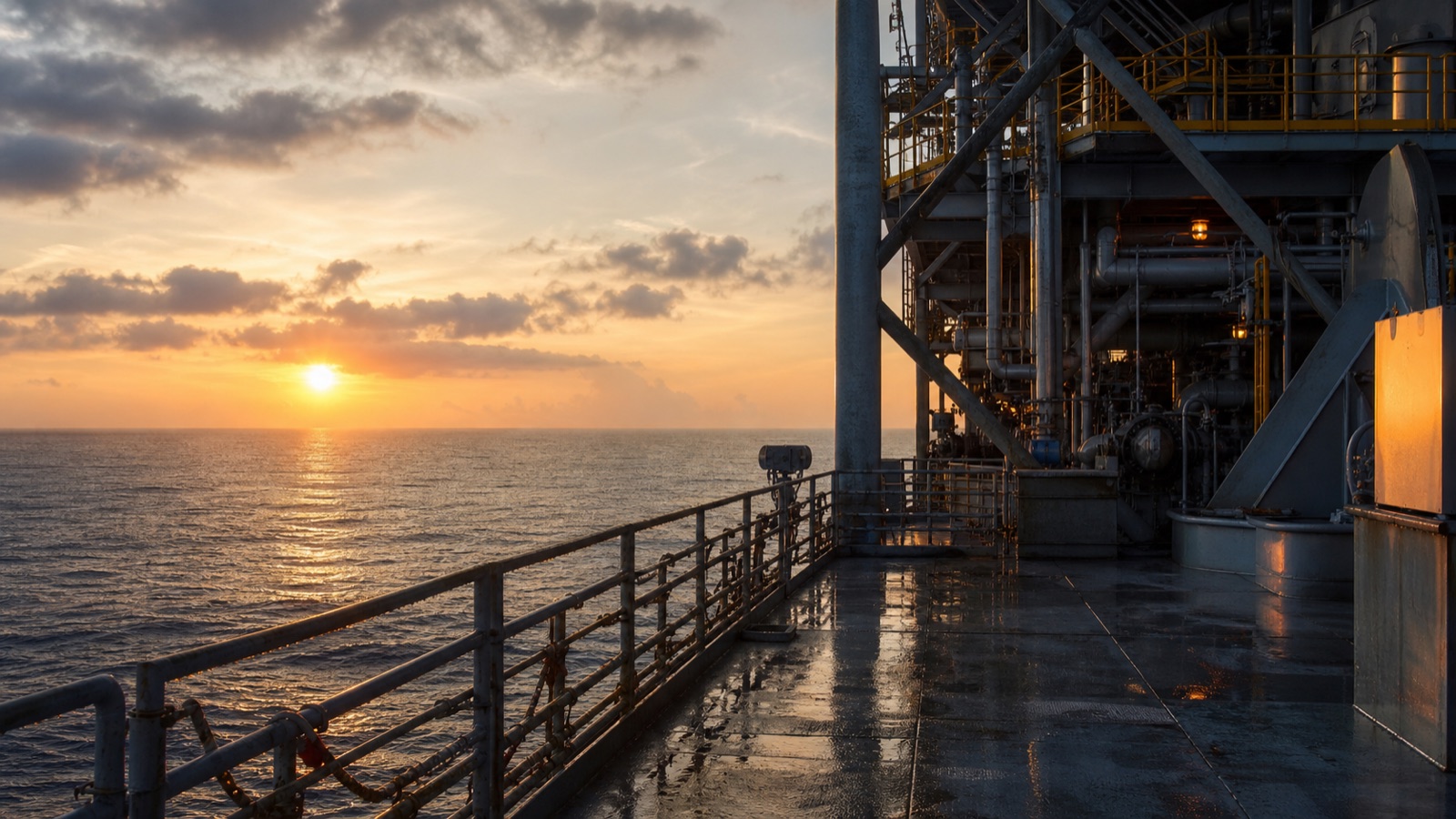 Offshore platform at sunrise