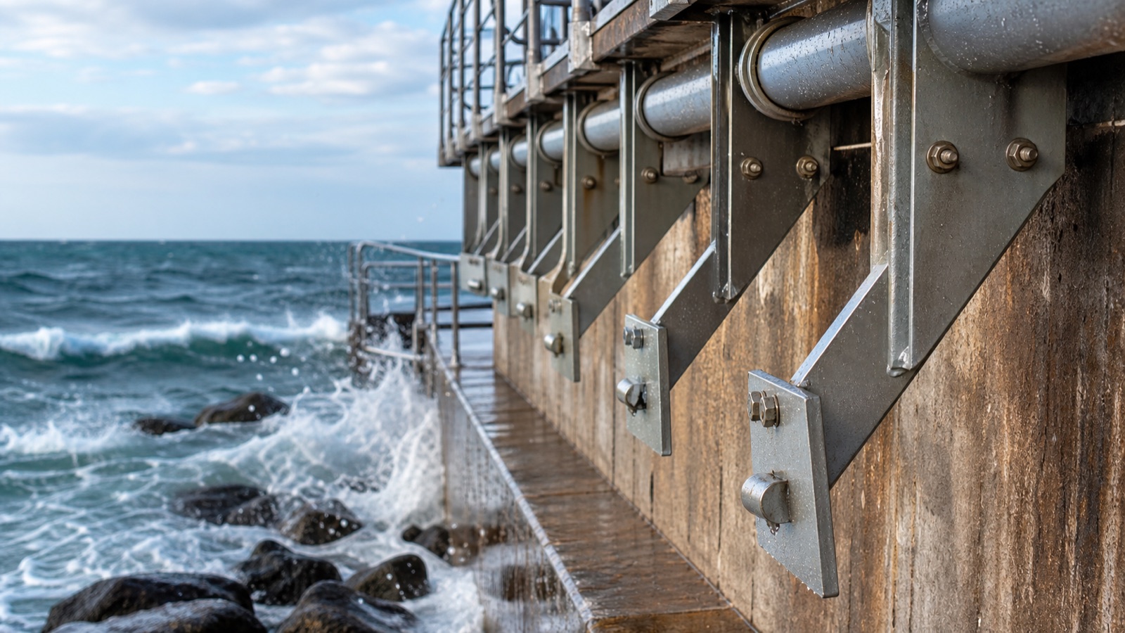 Coastal infrastructure exposed to chloride salt spray