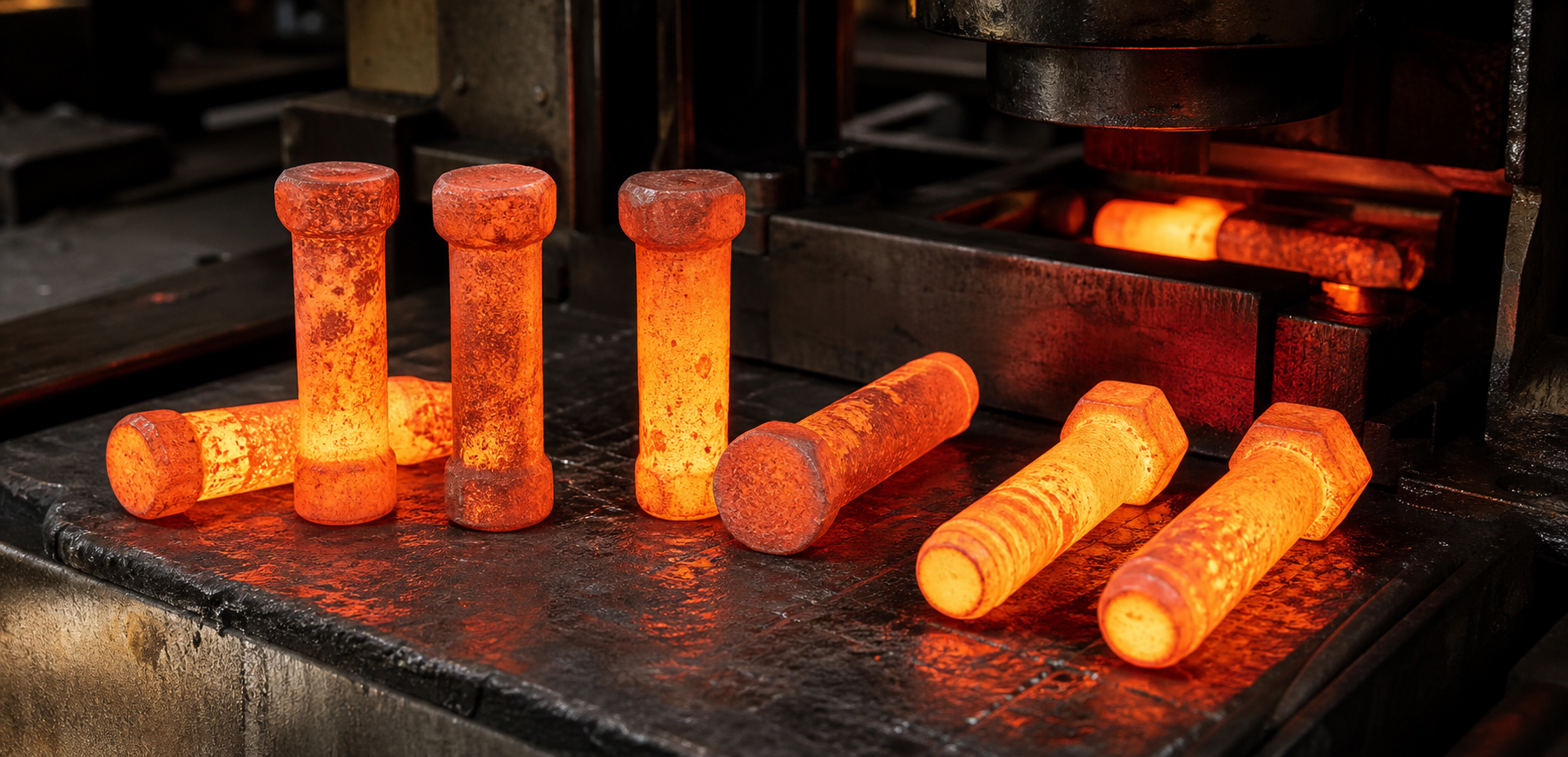 Hot forged bolt blanks in forming environment
