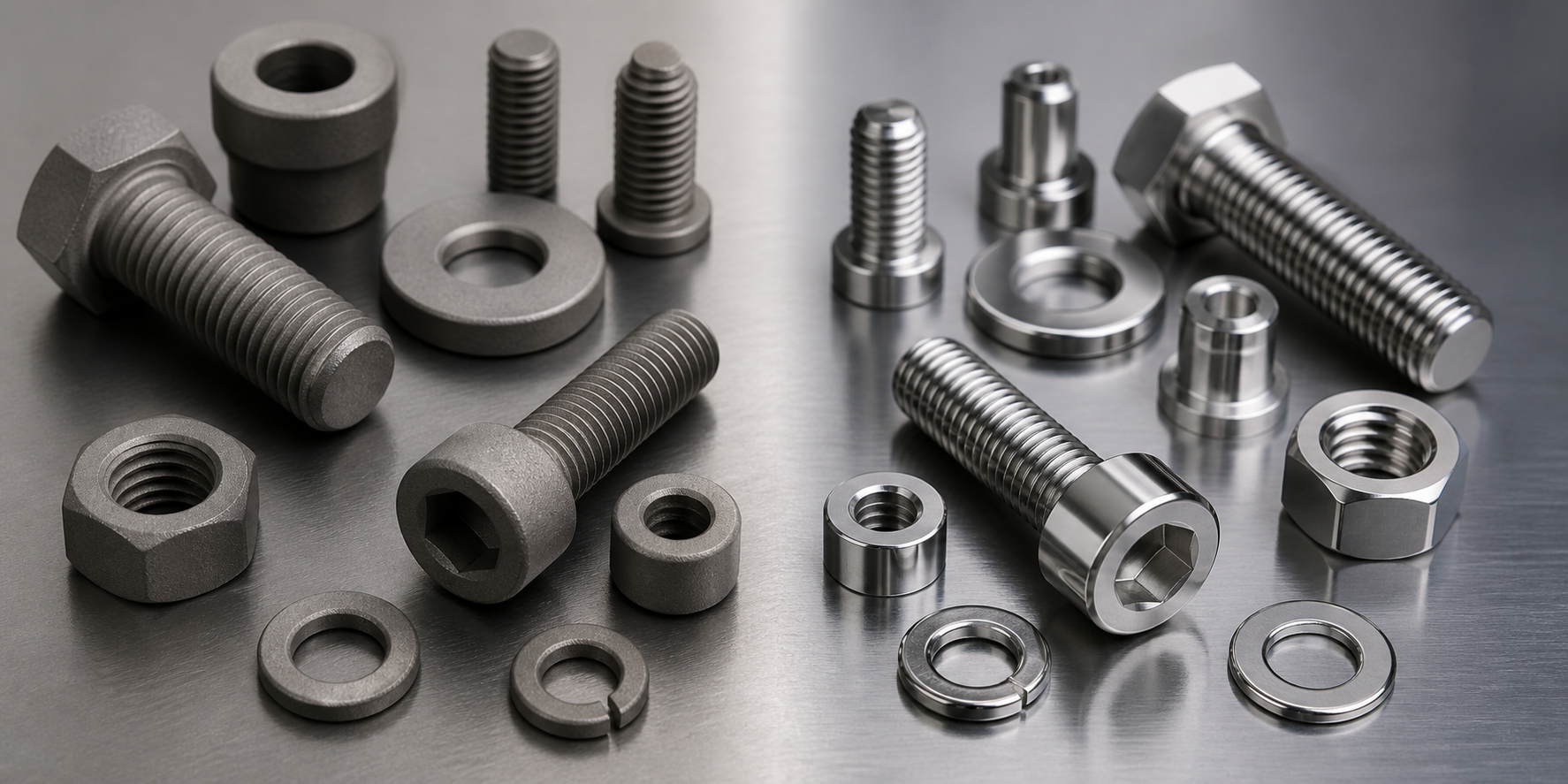 Finished fasteners with polished passivated and blasted surfaces
