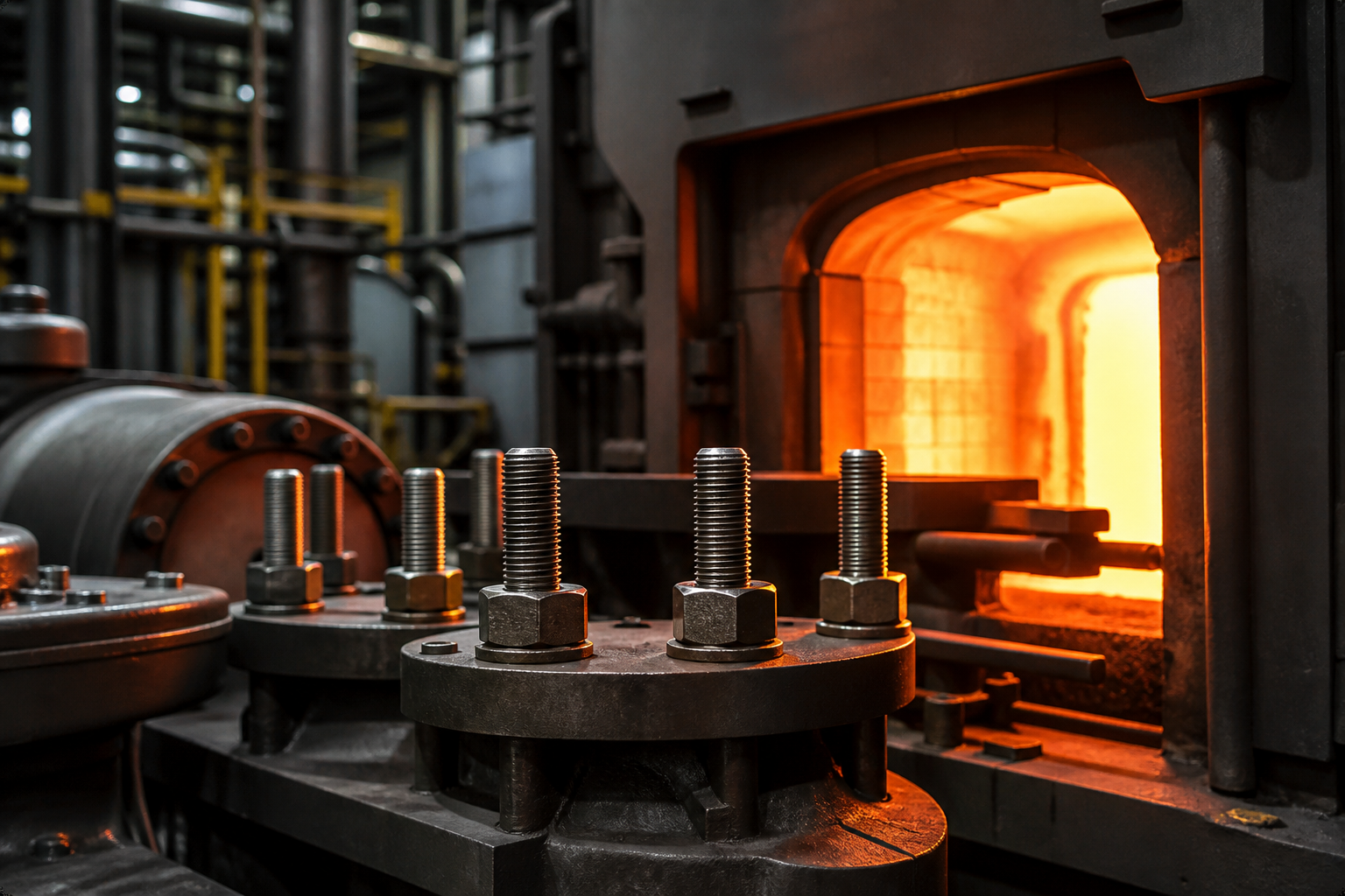 High temperature furnace environment with heat resistant fasteners
