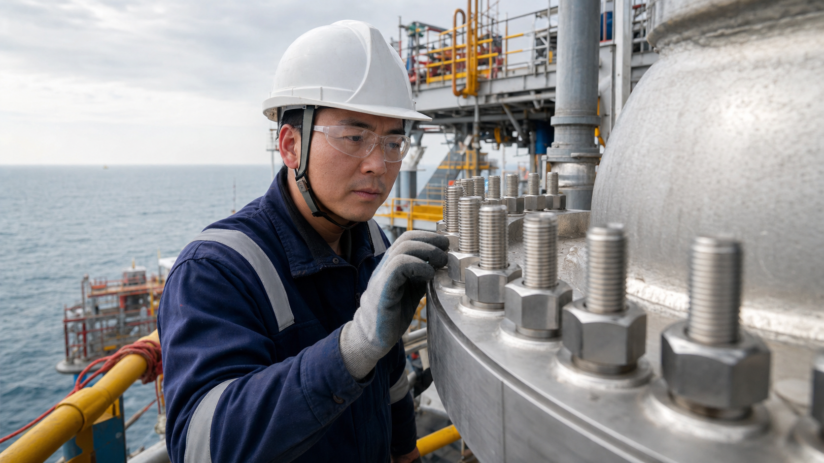 Offshore-Flanschverschraubung mit Befestigungselementen aus Edelstahl 254SMO