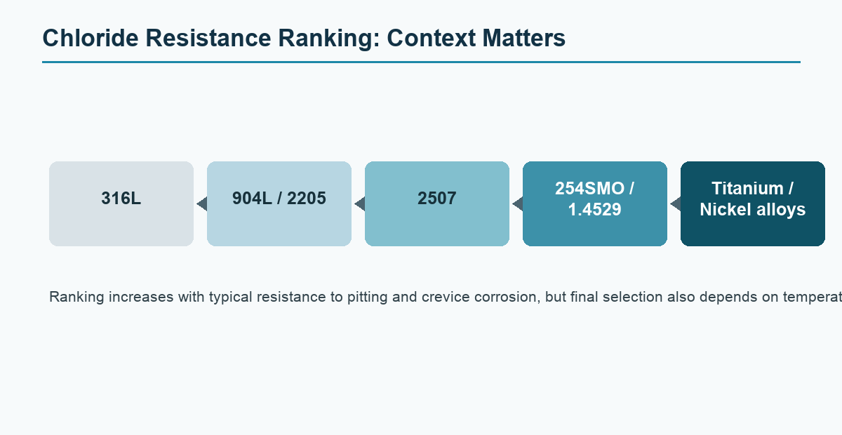 Chloride resistance ranking diagram for seawater fasteners