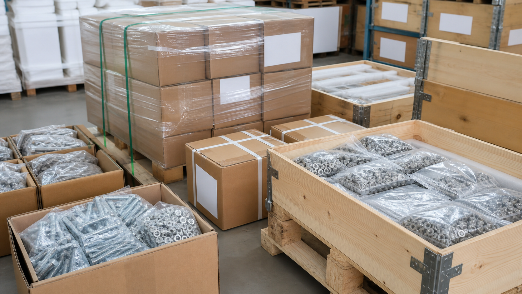 Export packaging for corrosion resistant stainless steel fasteners