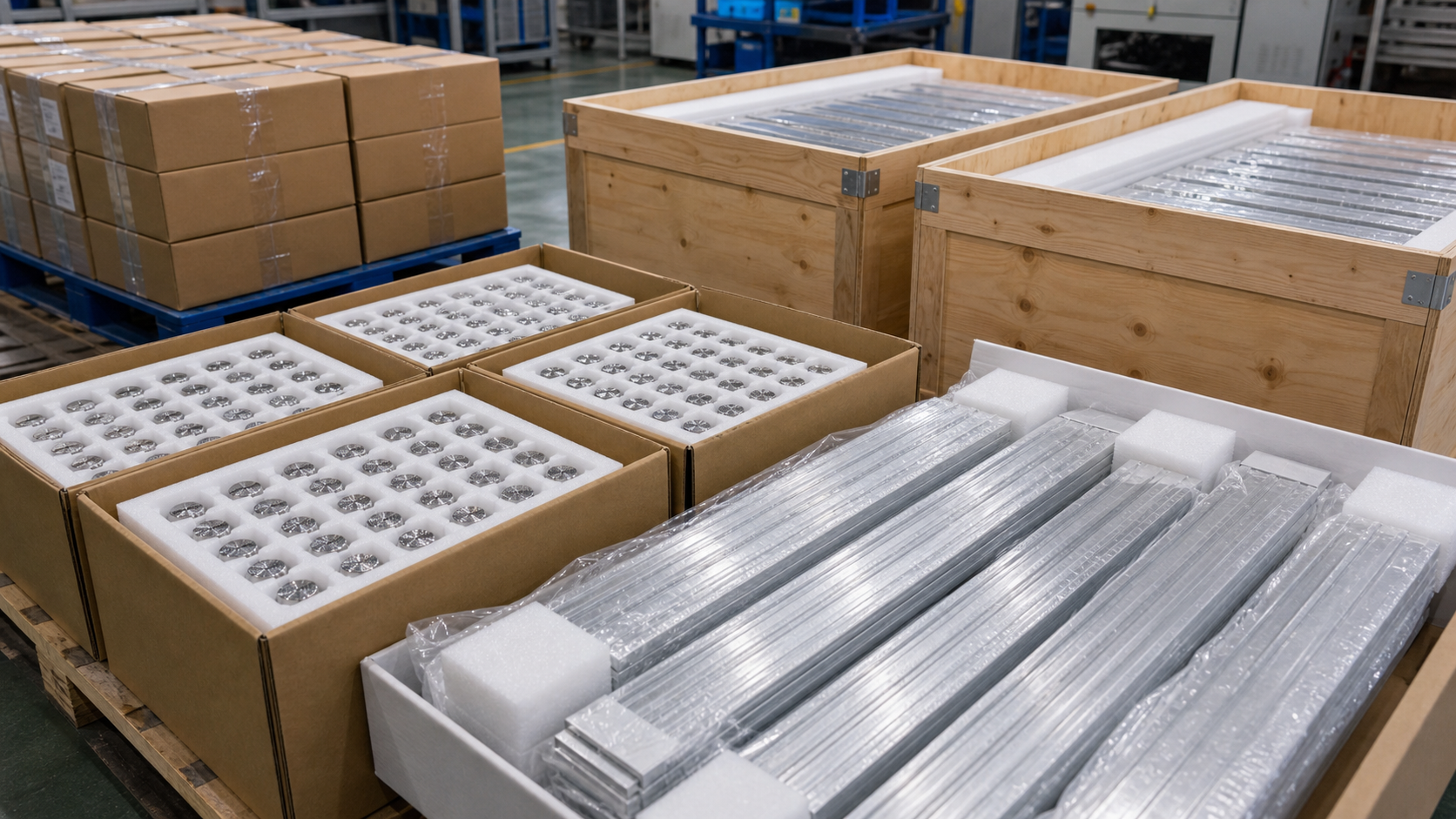 Export packaging for stainless steel tactile studs and tactile strips