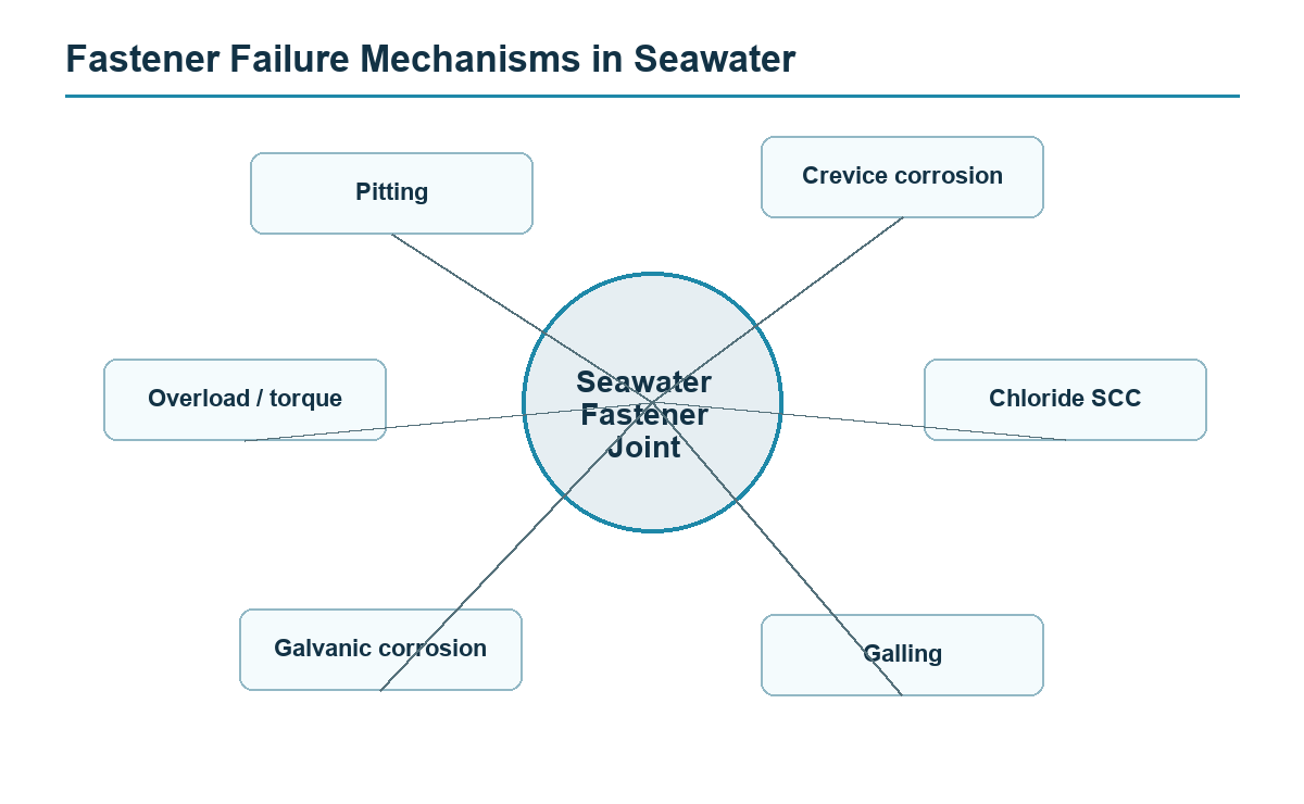 Fastener failure mechanism diagram for seawater applications