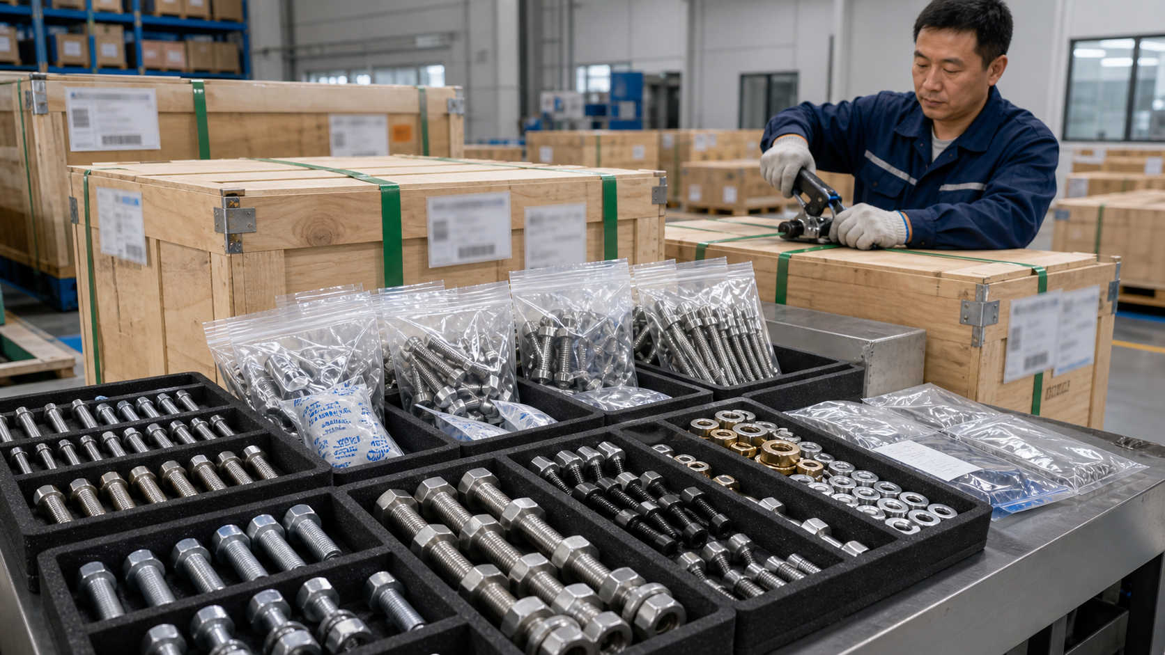 Super duplex and 254SMO fasteners on a chemical plant heat exchanger flange