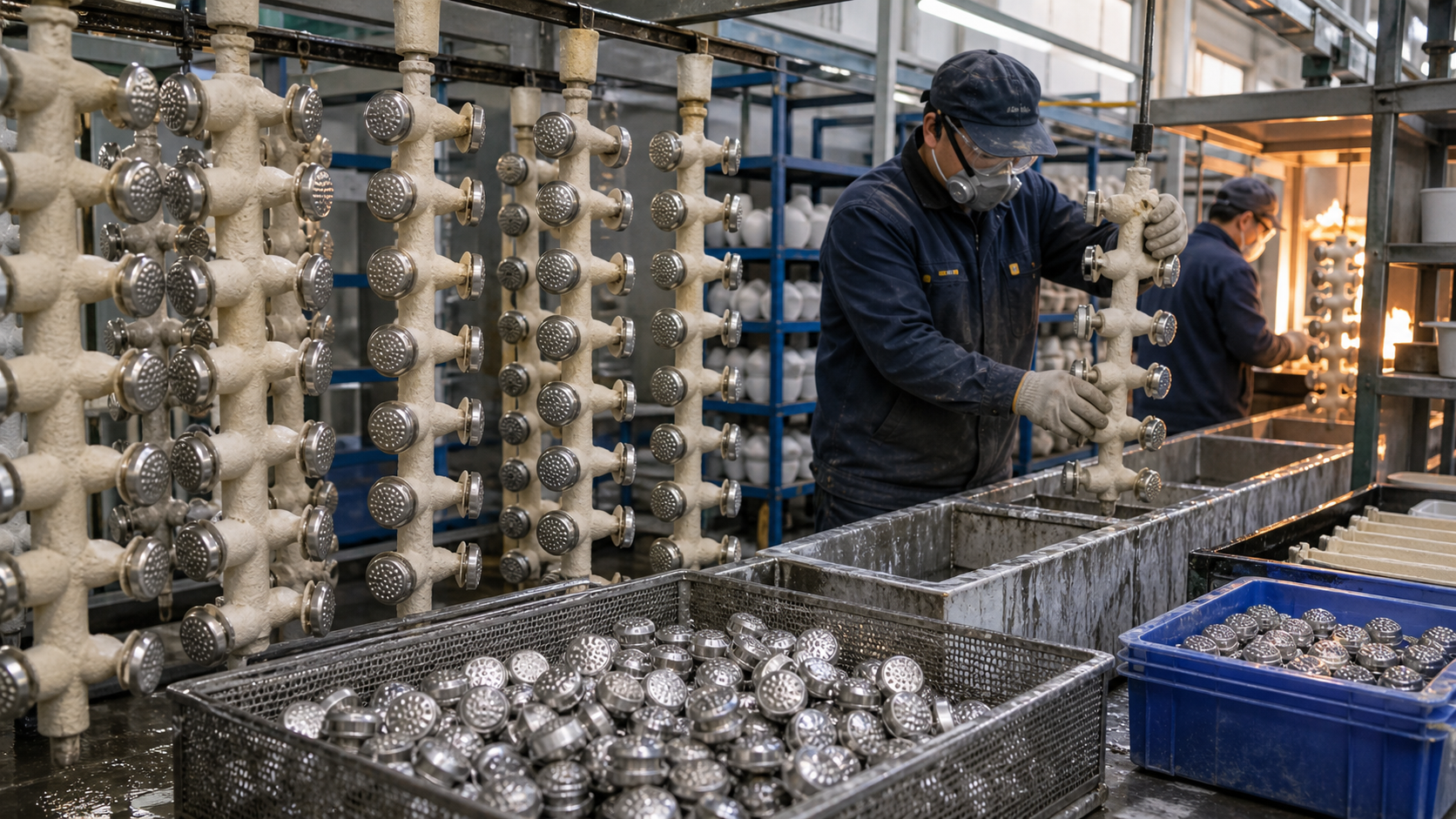 Investment casting workshop producing stainless steel tactile studs for OEM projects