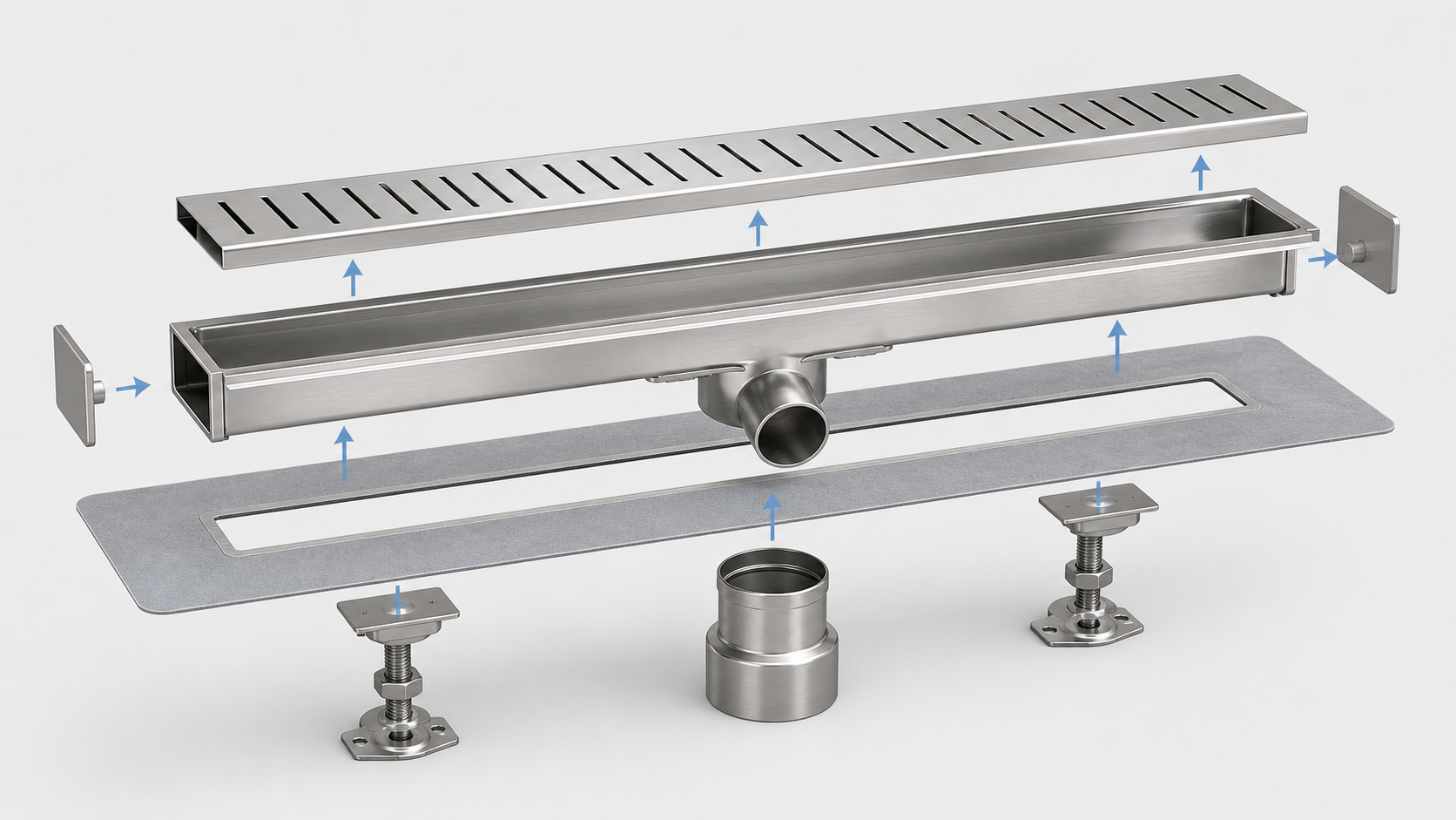 Quality inspection of stainless steel linear drain channel using calipers and traceability documents