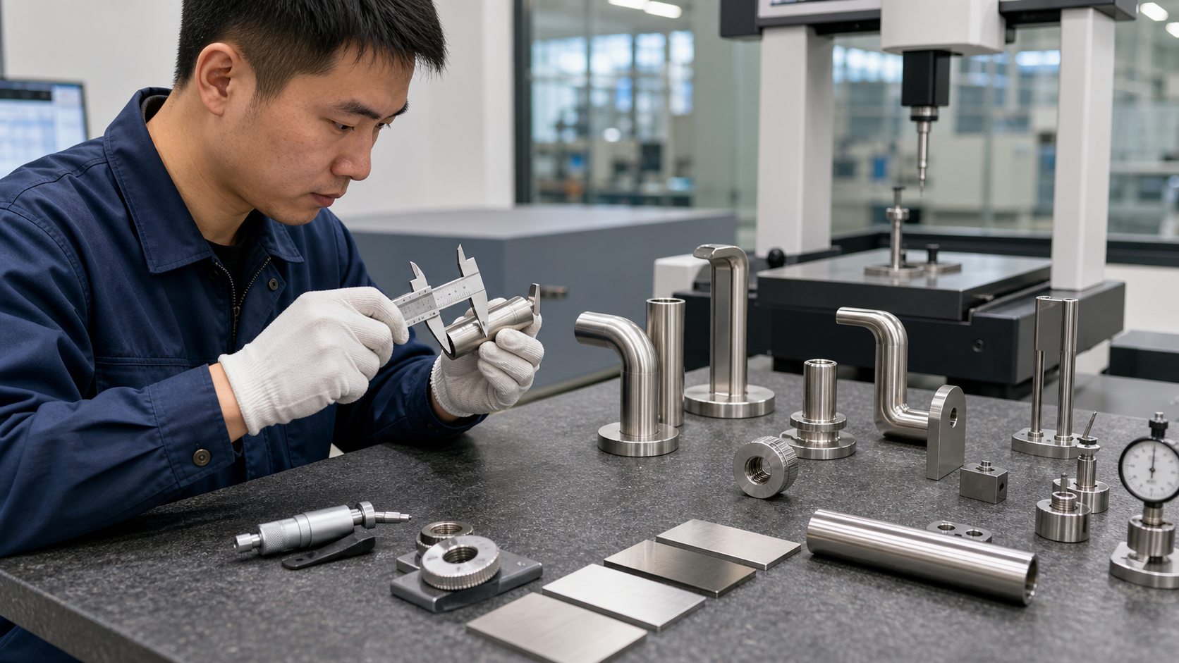 Surface polishing stainless steel handrail elbows connectors and end caps to satin and mirror finishes