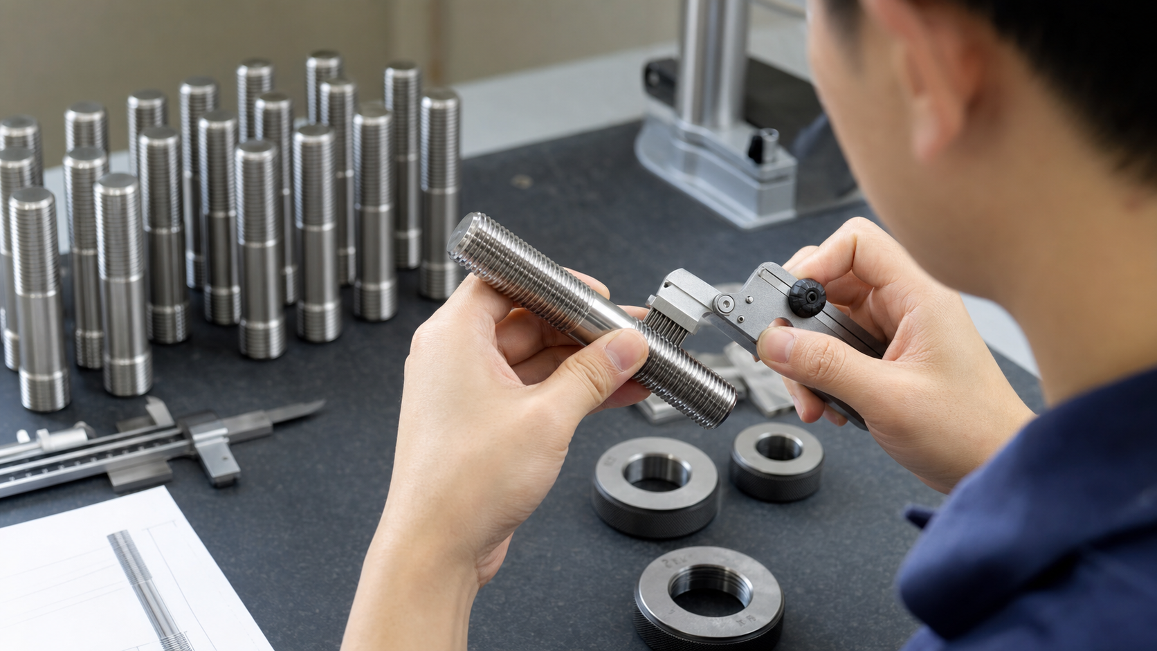 Thread inspection for stainless steel stud bolts