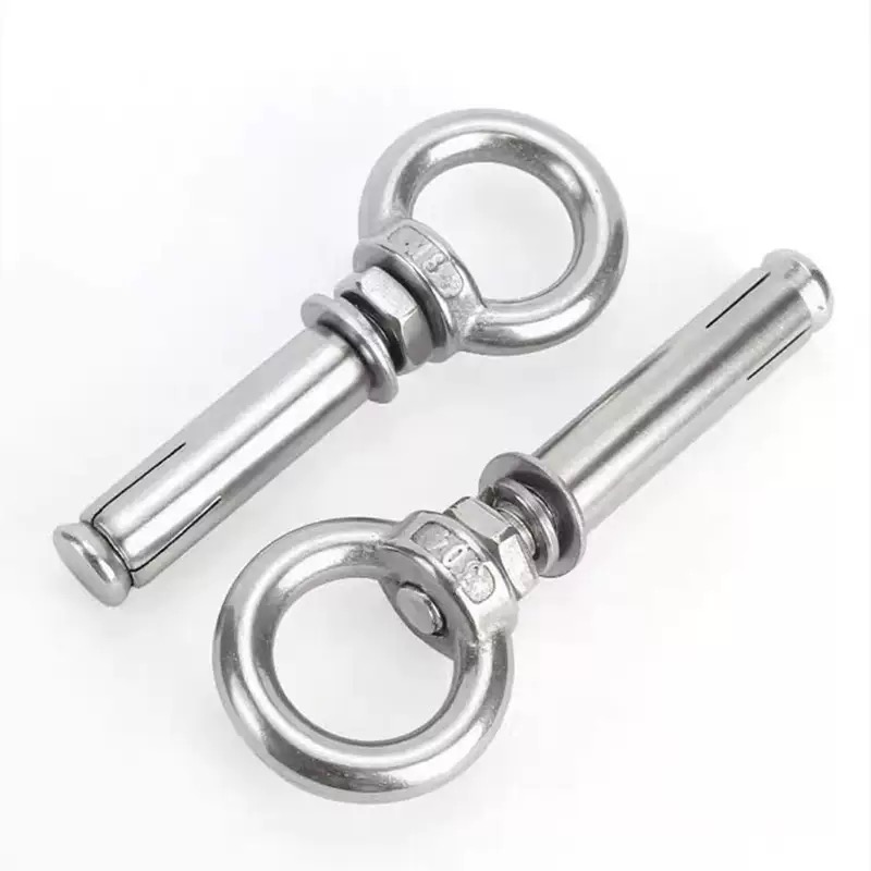 Close-up of 304 stainless steel eye bolt sleeve expansion anchors