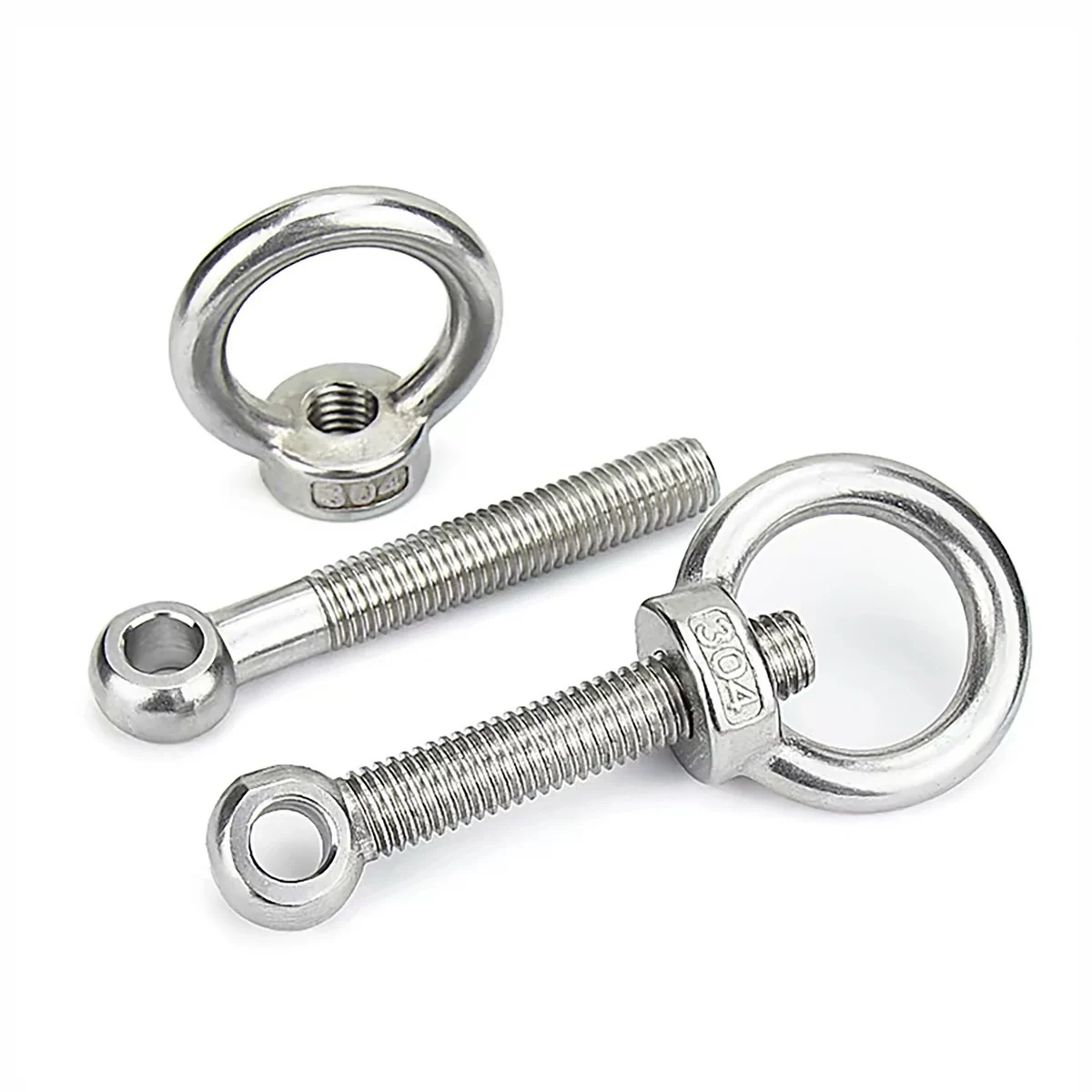 Custom 304 stainless steel eye bolt and eye nut connection set