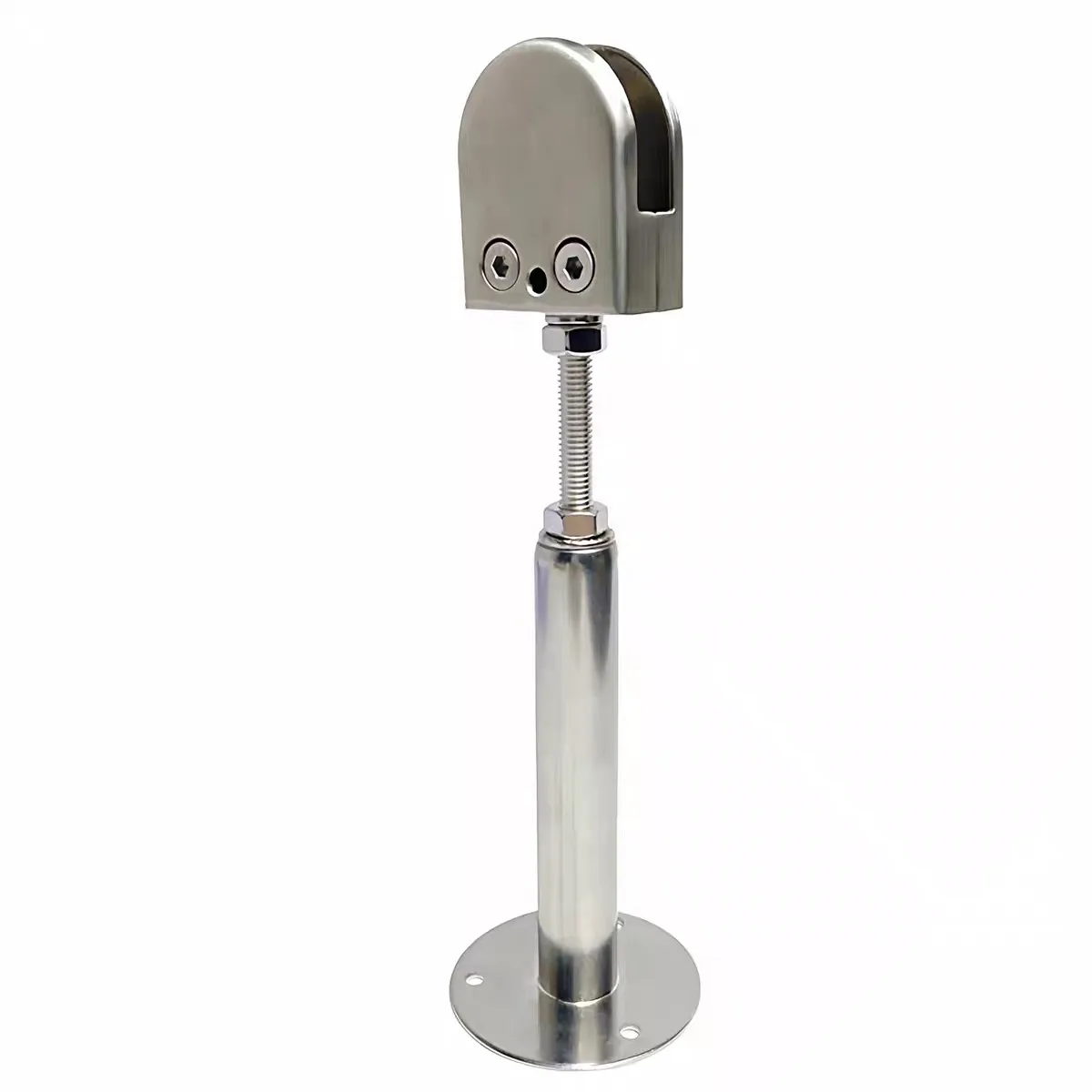 Floor-mounted stainless steel adjustable glass panel support bracket