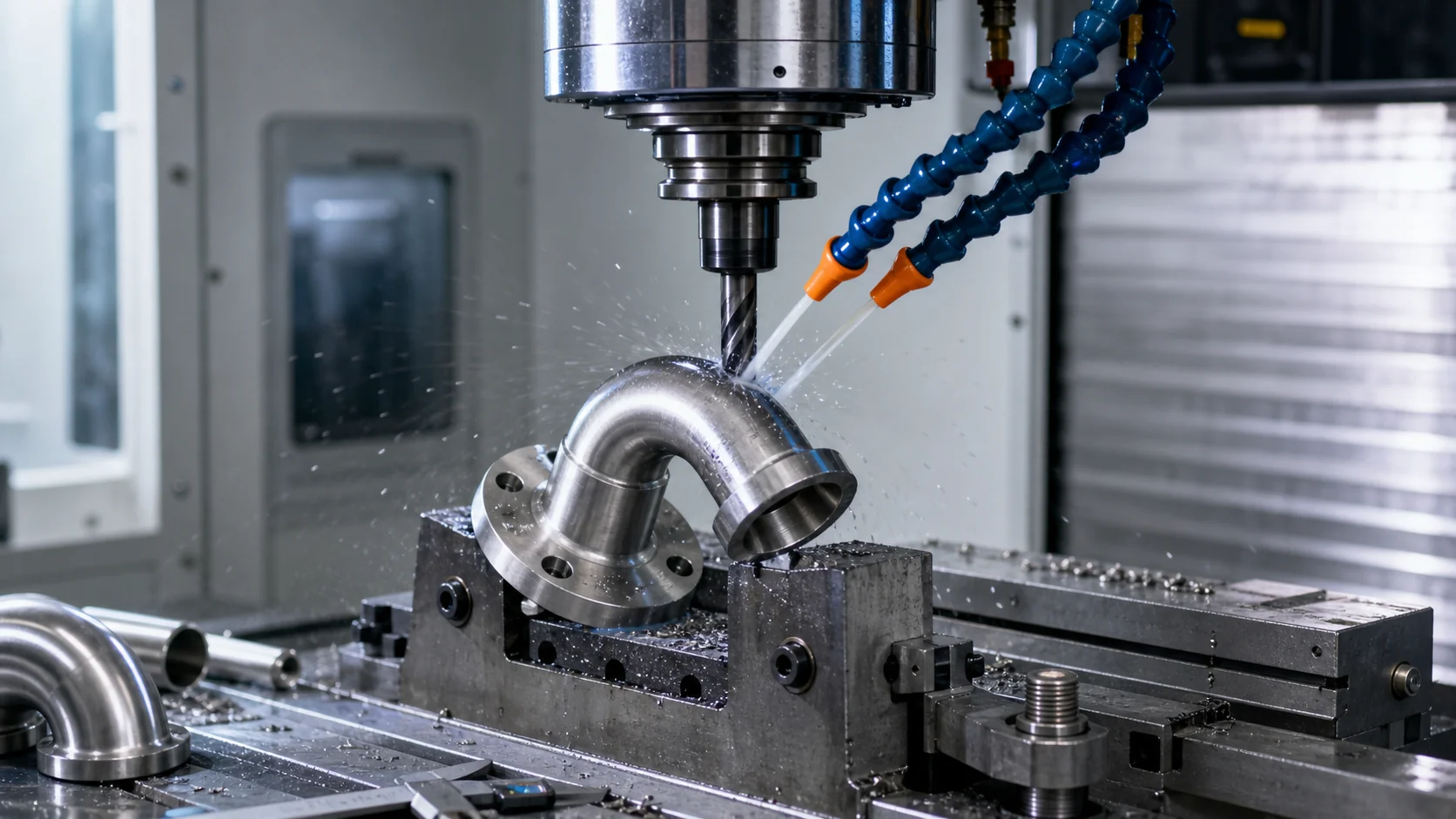 Proceso de mecanizado CNC para un codo de pasamanos de acero inoxidable