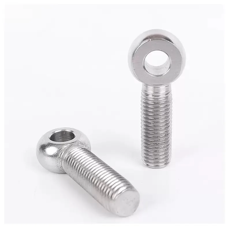 Machined stainless steel eye bolts with threaded shanks