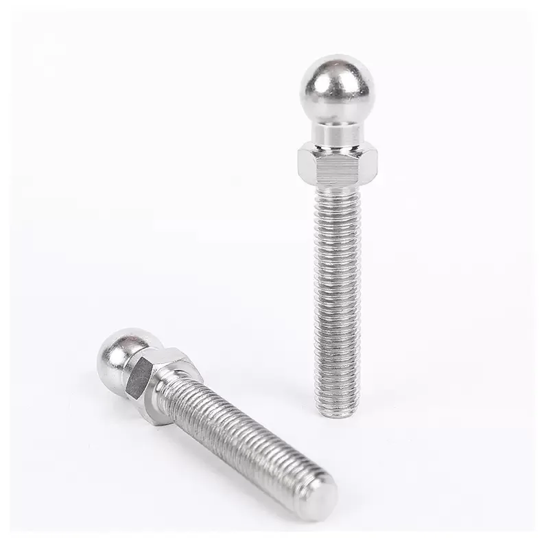 Stainless steel ball-head threaded linkage screws with lock nuts