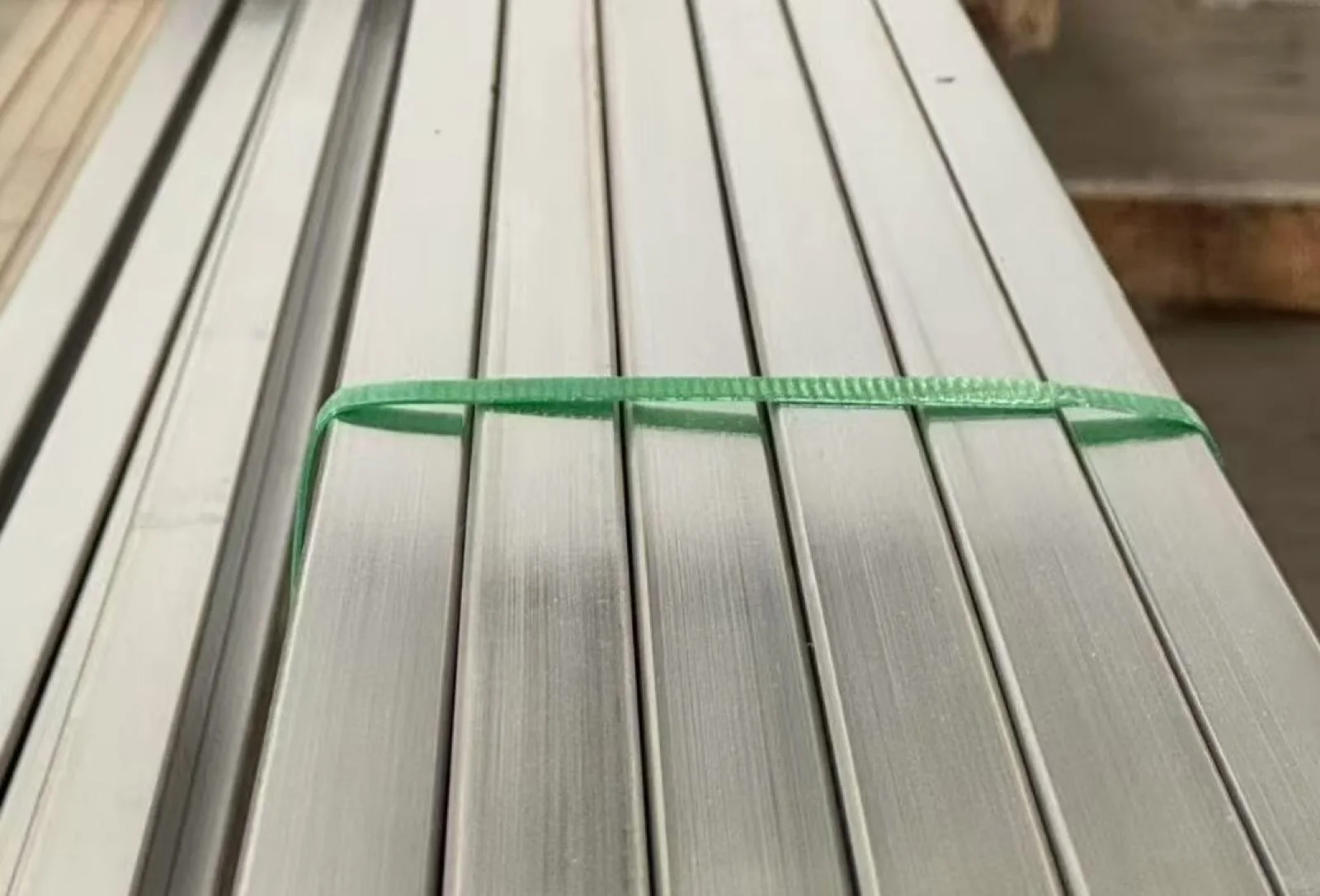 Close-up of the brushed exterior finish on bundled stainless steel tubes